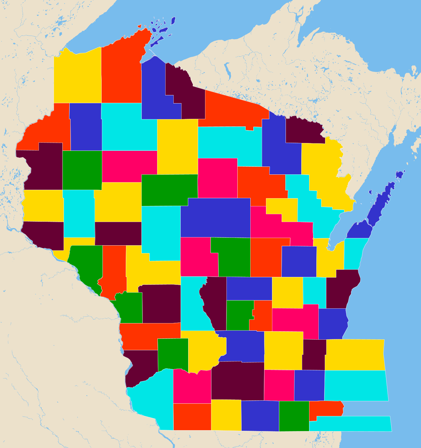 Counties In Wisconsin Atlasbig