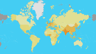 Population Density Map of Worlds's Countries Thumbnail