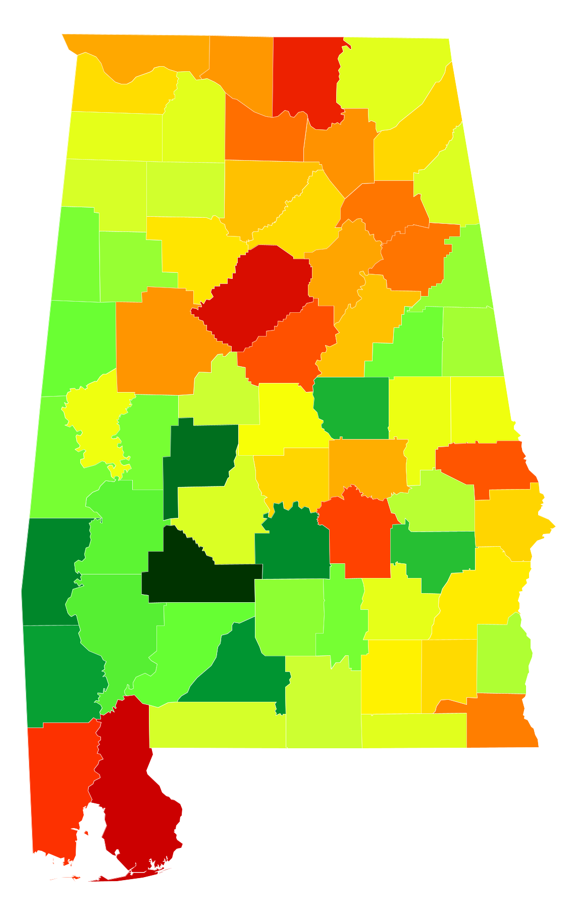 Alabama Population Density Map Alabama Population Density   AtlasBig.com