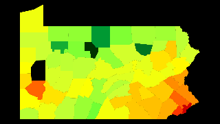 Pennsylvania Population Density - AtlasBig.com