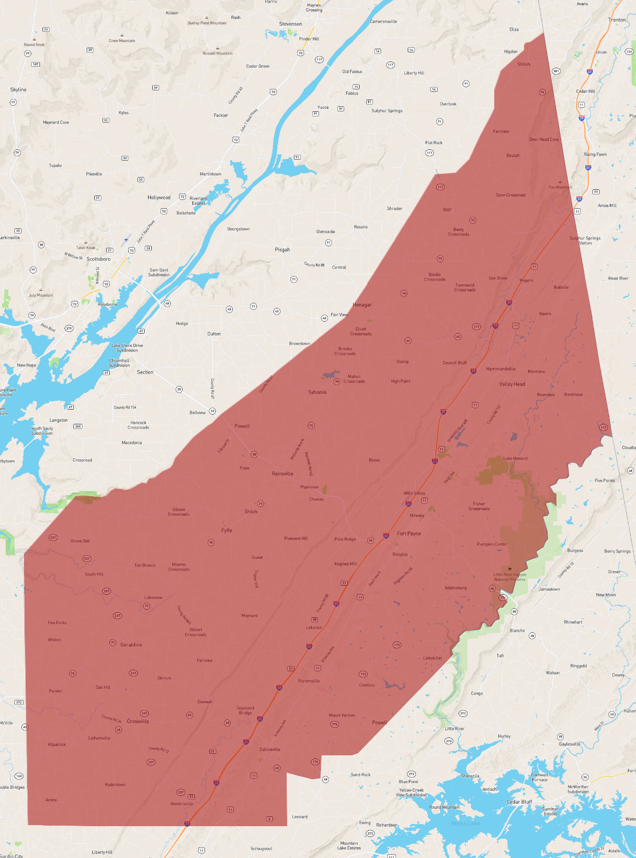 Dekalb County Alabama Map Alabama Dekalb County - Atlasbig.com