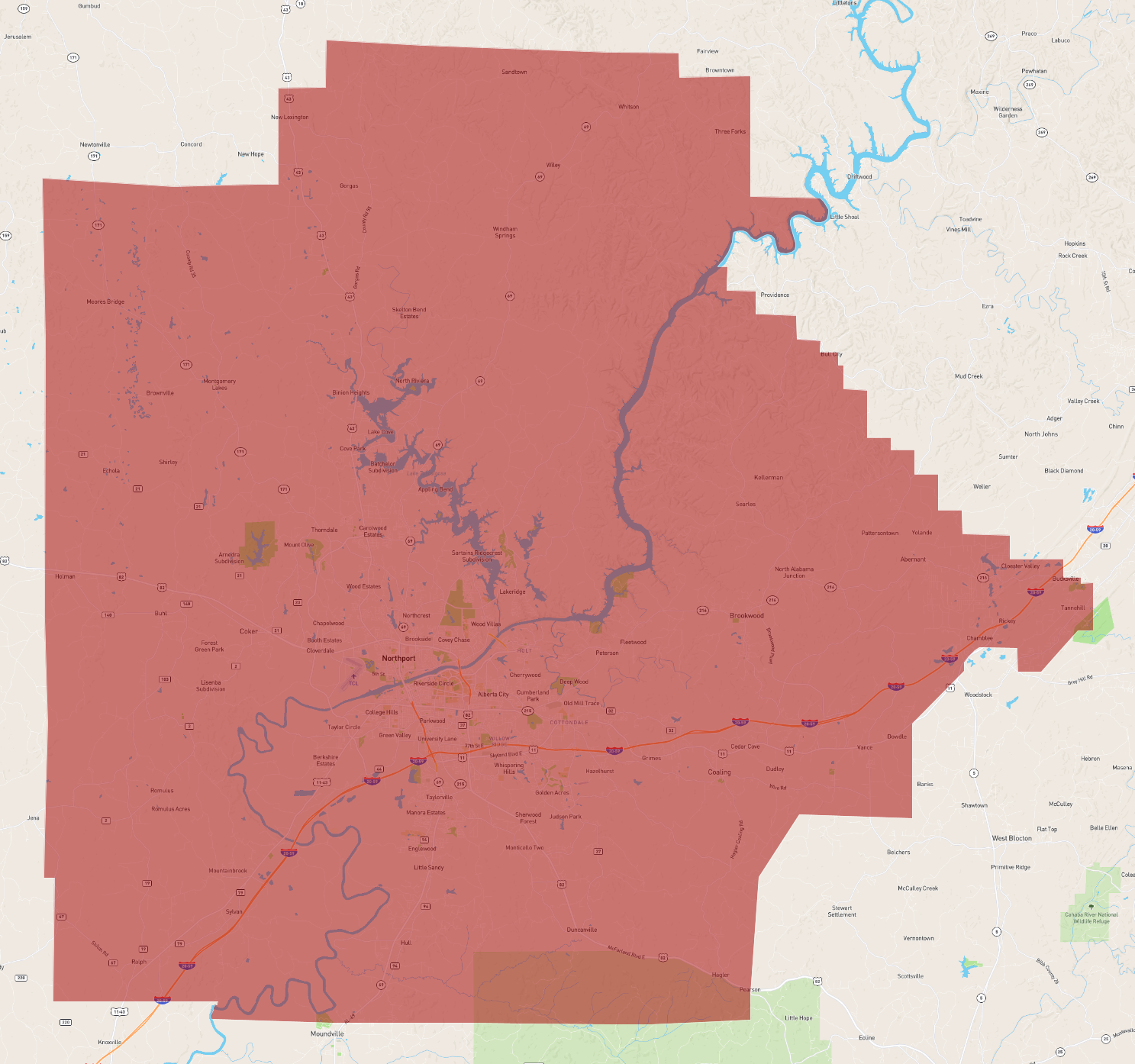 Tuscaloosa County Map 9773