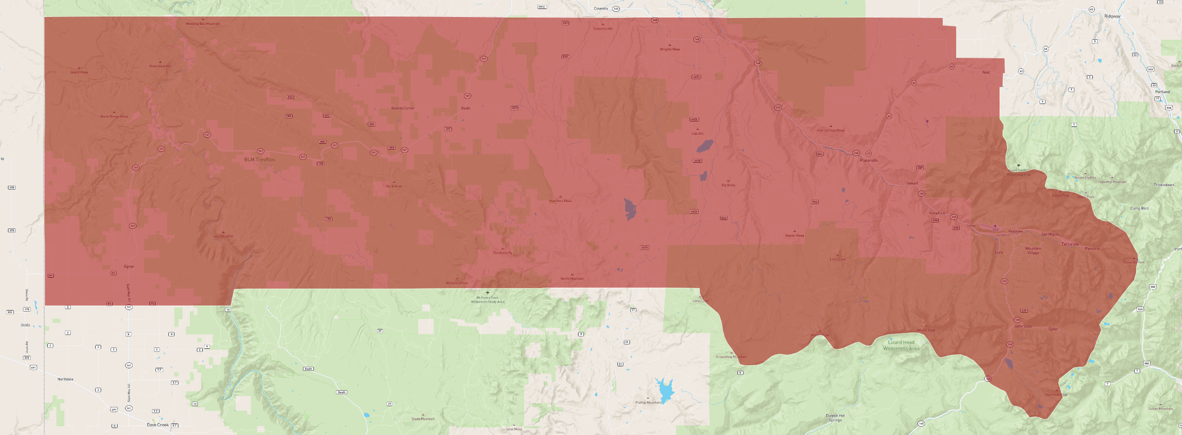 San Miguel County Colorado Map Colorado San Miguel County - Atlasbig.com