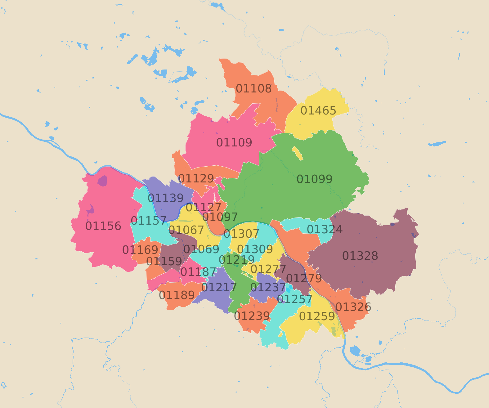 Dresden Postleitzahlen Karte - AtlasBig.com