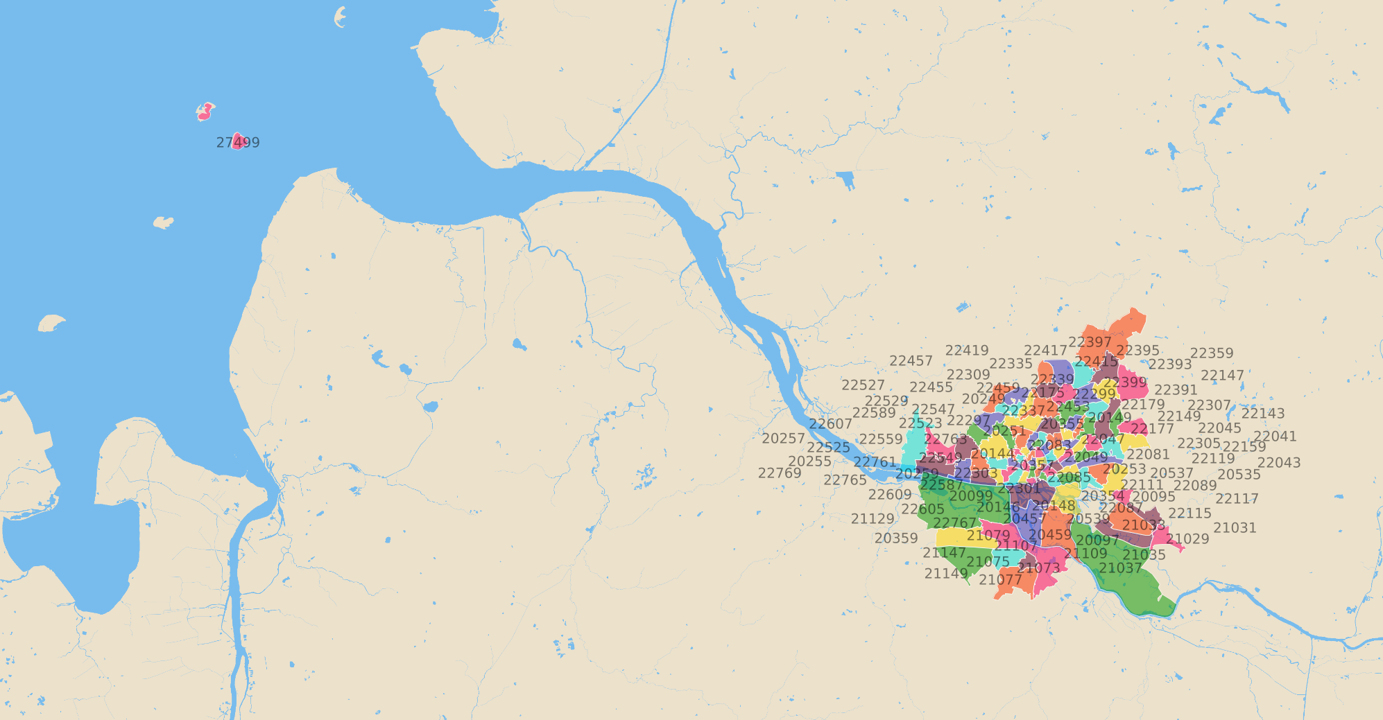 Hamburg Postleitzahlen Karte - AtlasBig.com