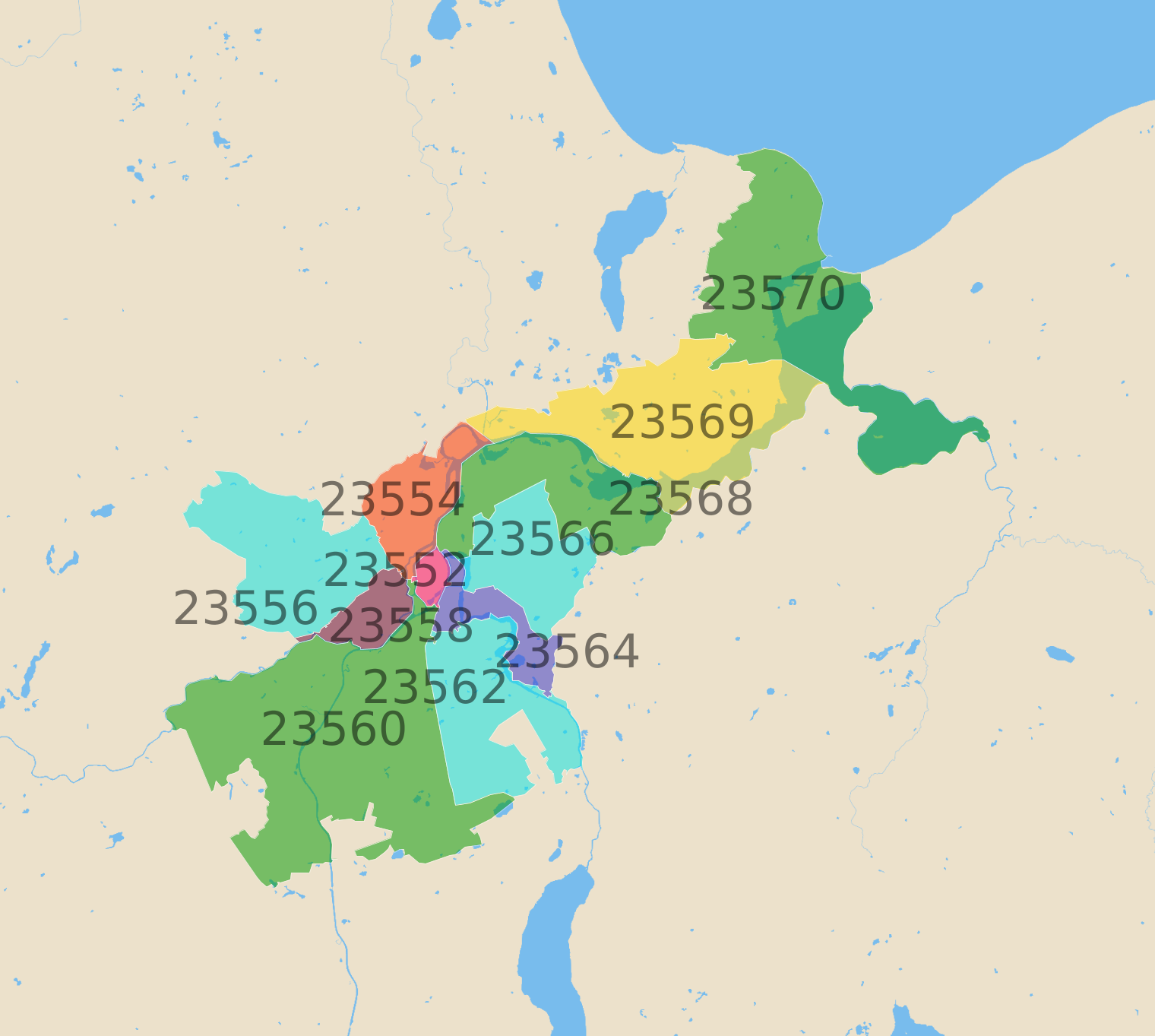 Lübeck Postleitzahlen Karte - AtlasBig.com