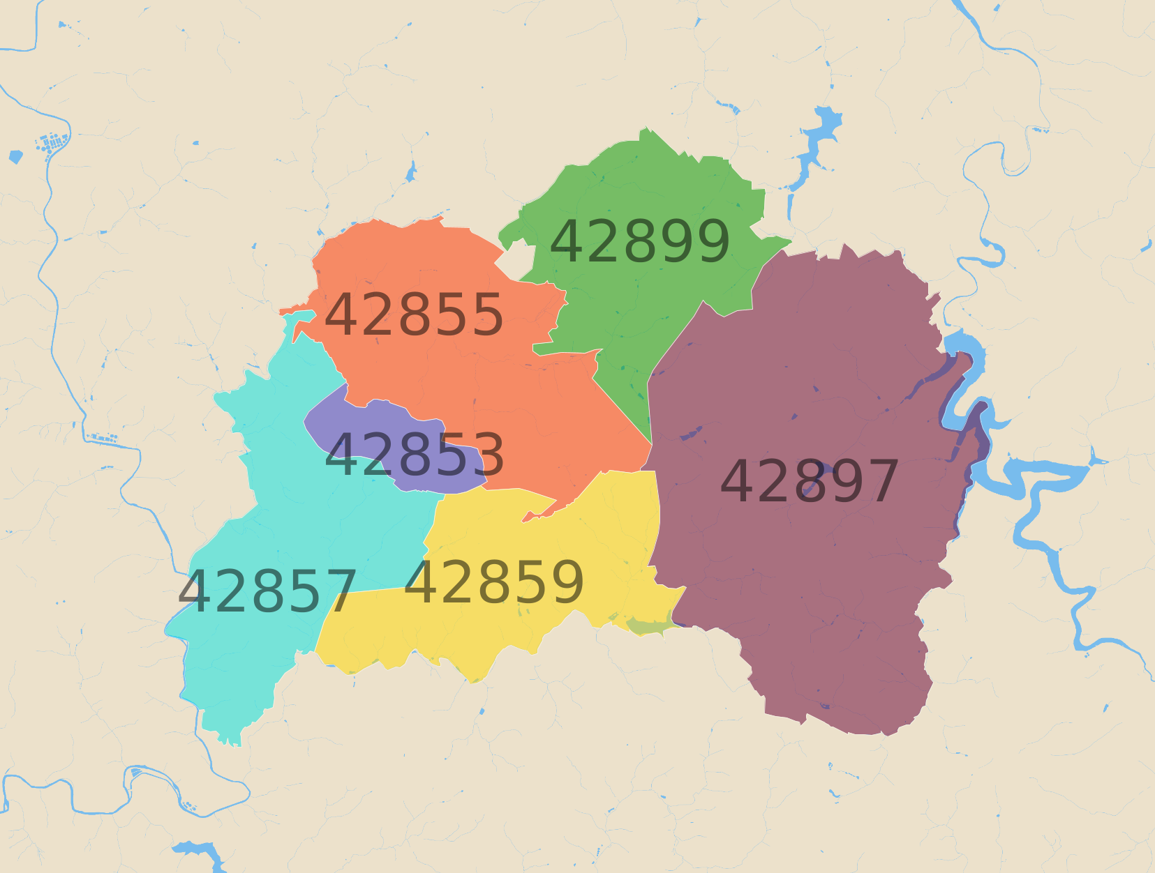 Remscheid Postleitzahlen Karte - AtlasBig.com