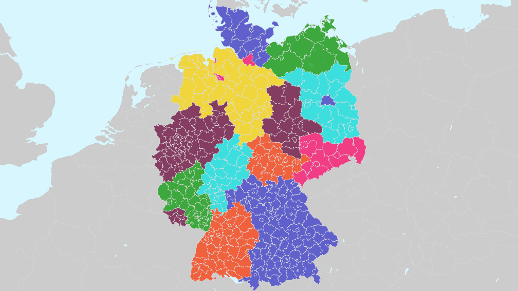 Karte von Deutsche Landkreise und Kreisfreie Stadte