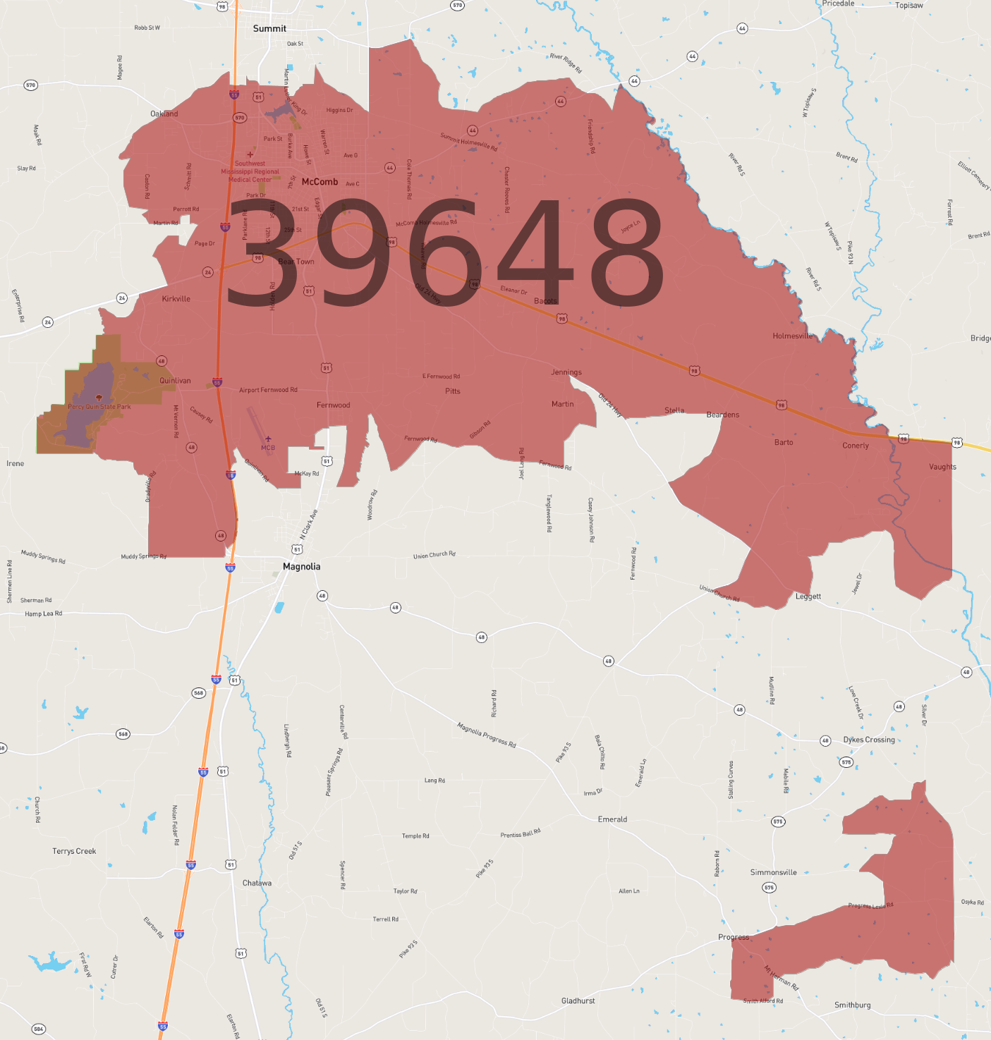 Zip Code 39648 - AtlasBig.com