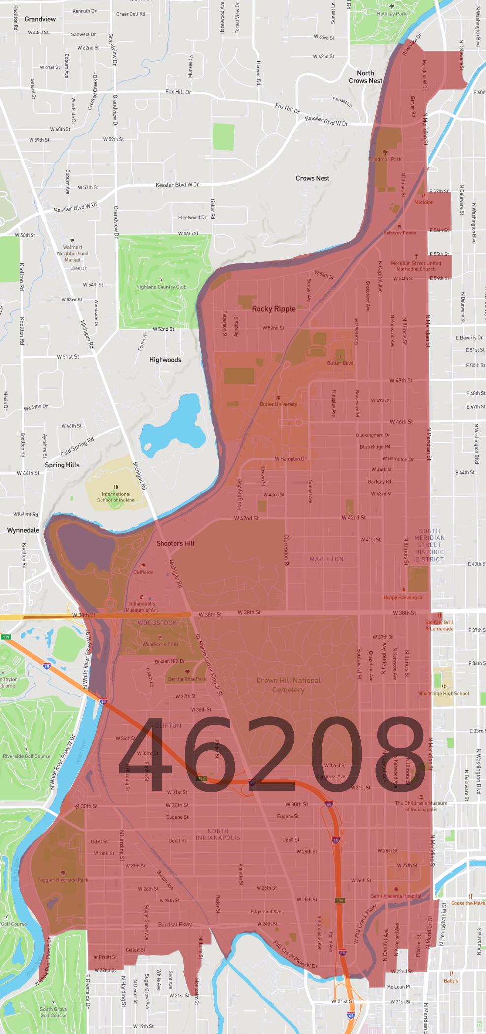 Zip Code 46208 - AtlasBig.com