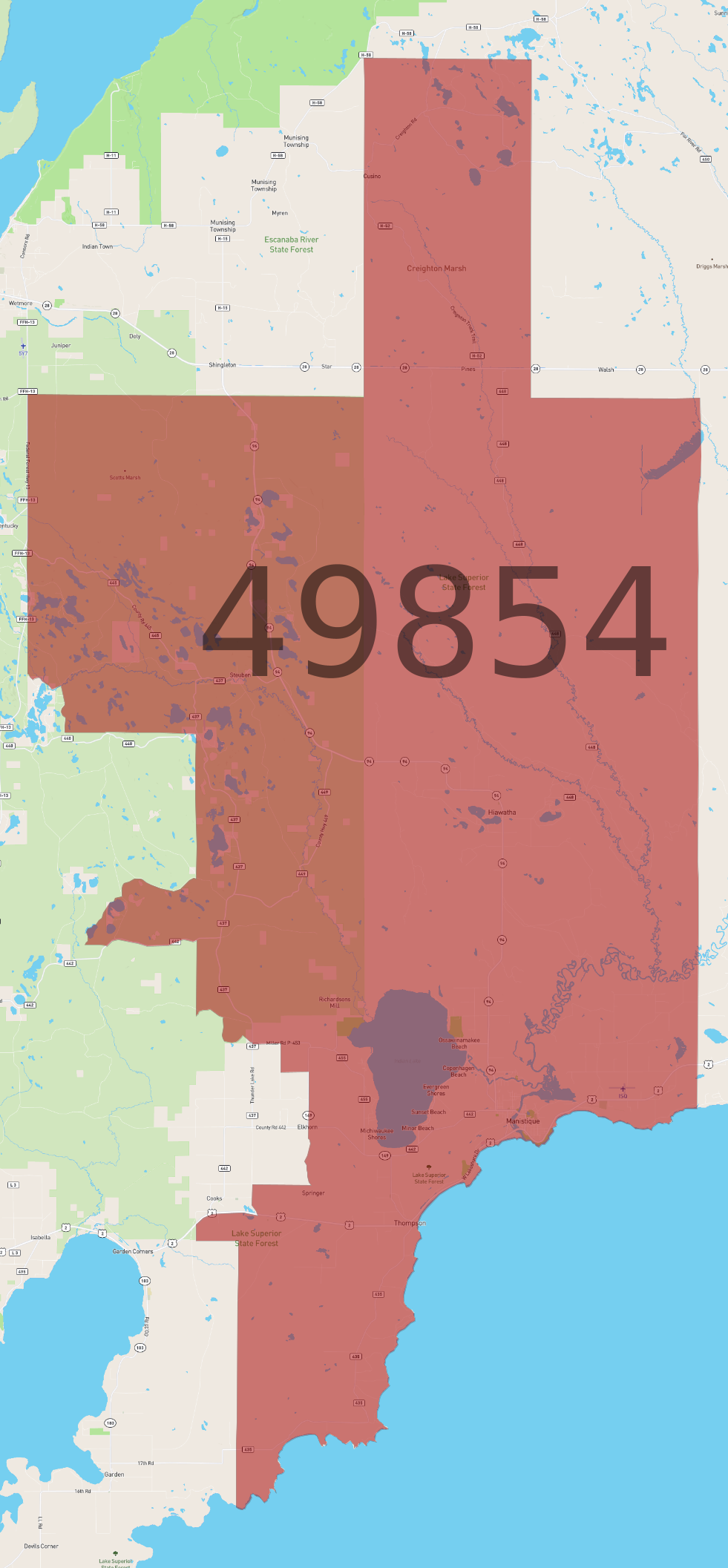 Zip Code 49854 - AtlasBig.com