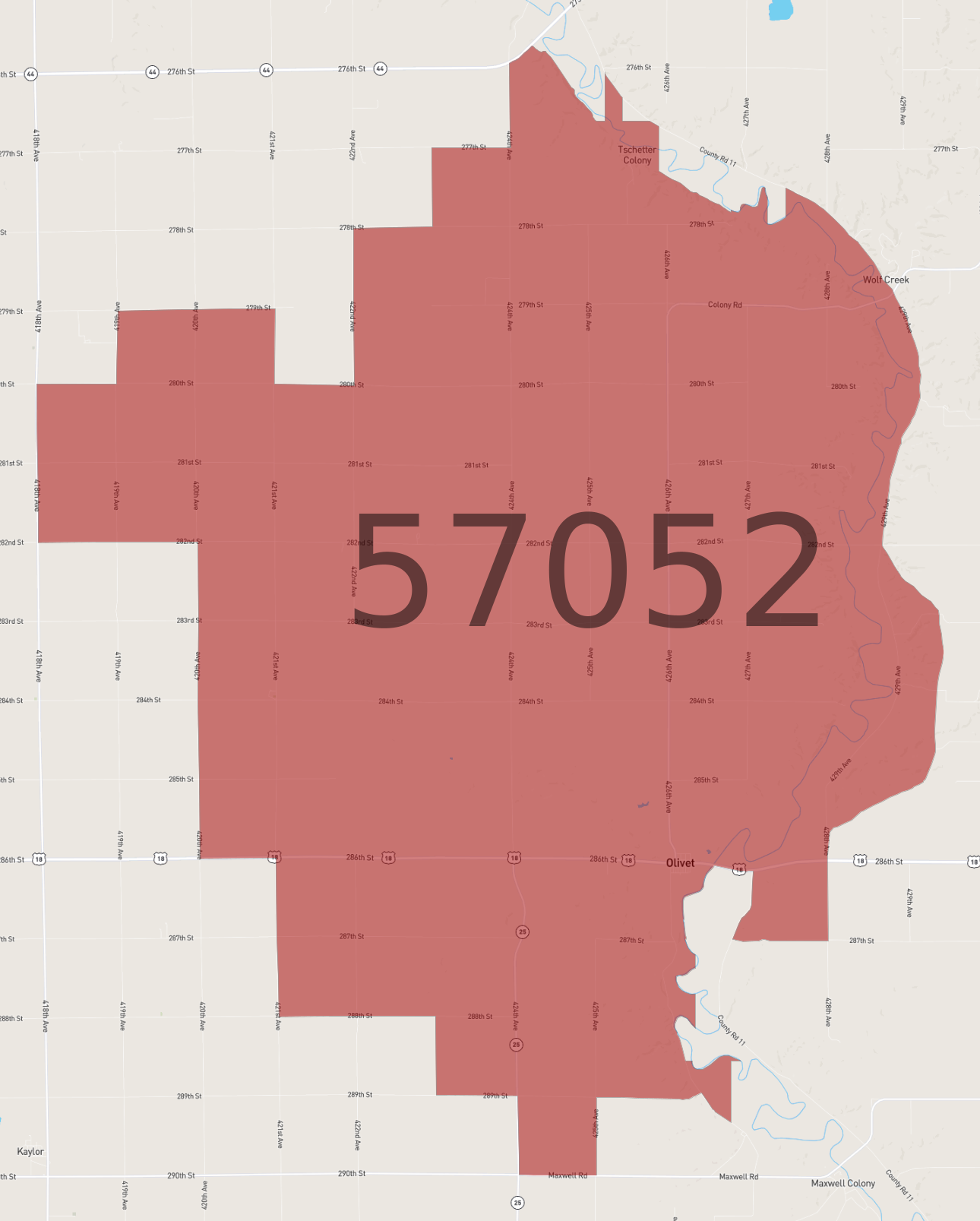 Zip Code 57052 - AtlasBig.com