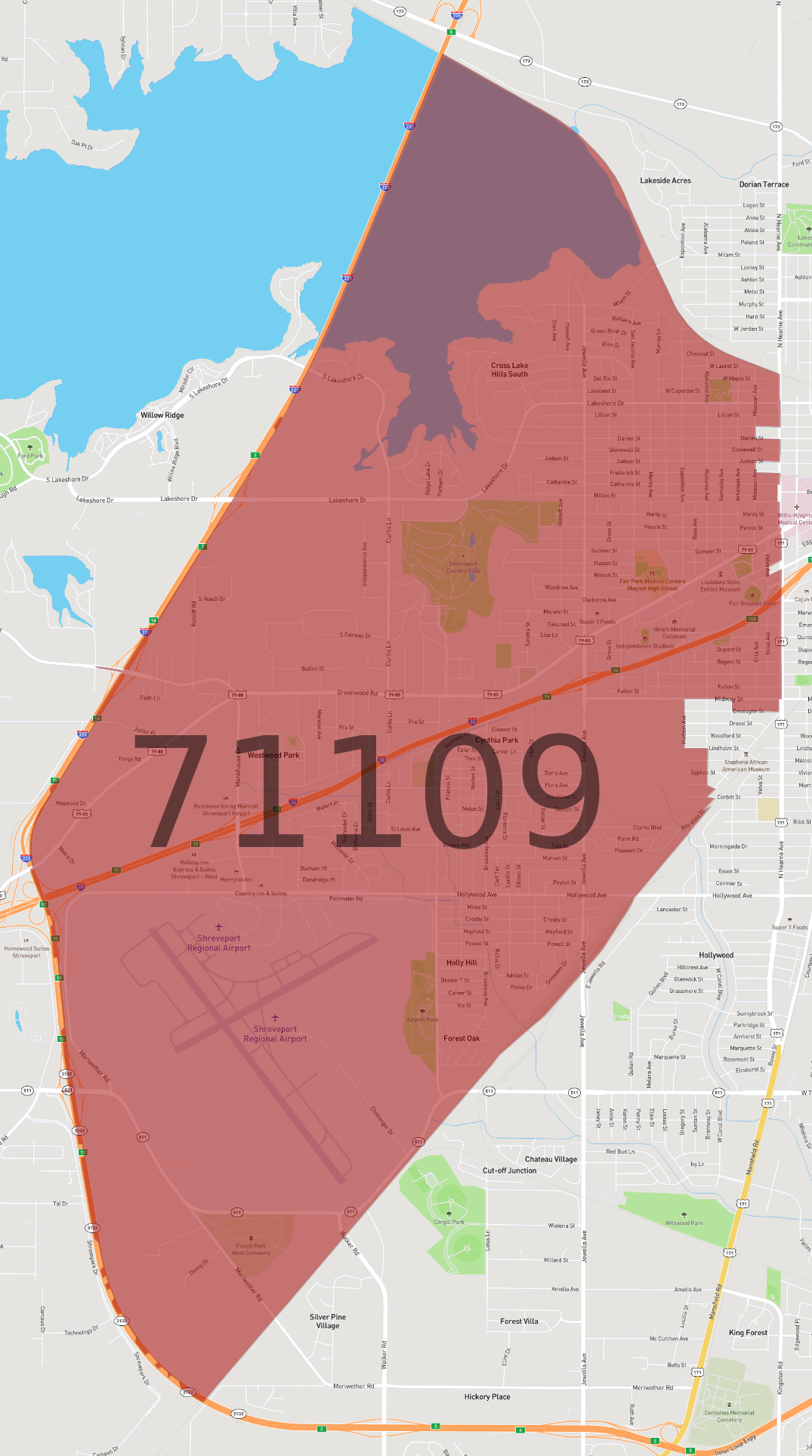 Zip Code 71109 - Shreveport - AtlasBig.com