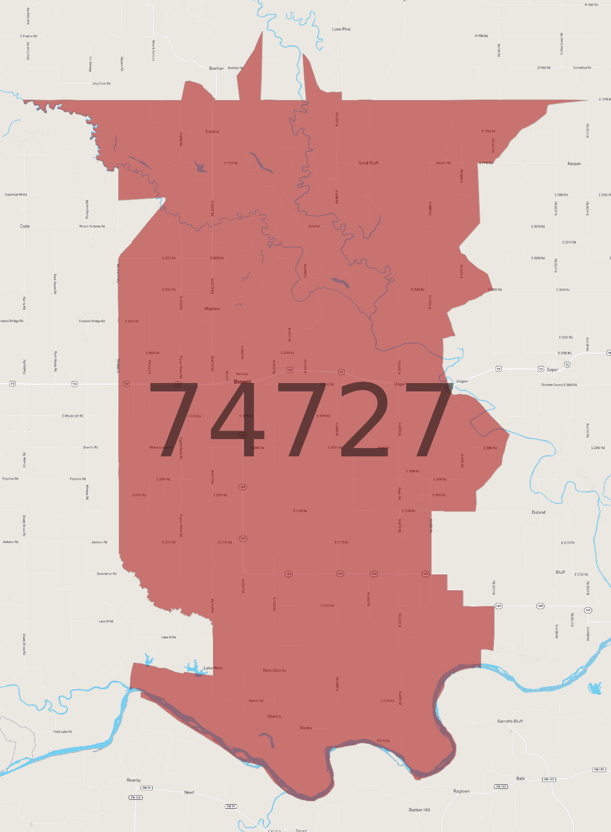 Zip Code 74727 - AtlasBig.com