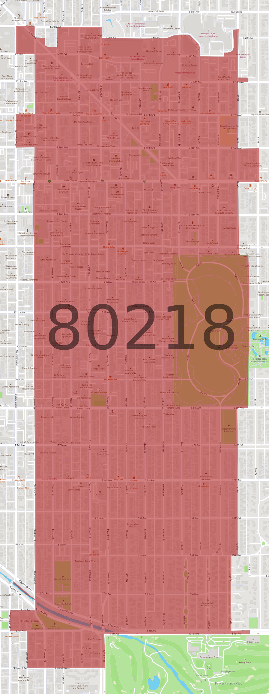 Zip Code 80218 - AtlasBig.com