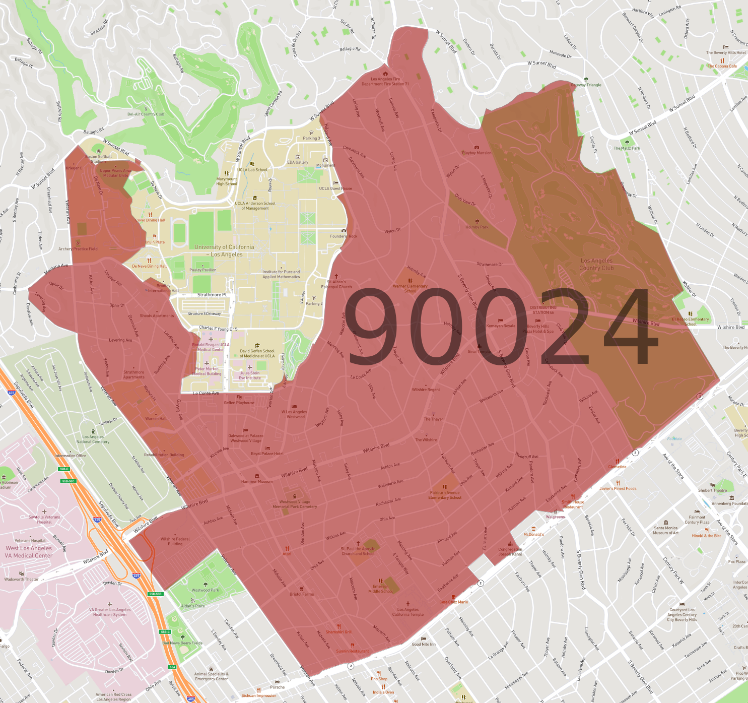 Zip Code 90024 - AtlasBig.com