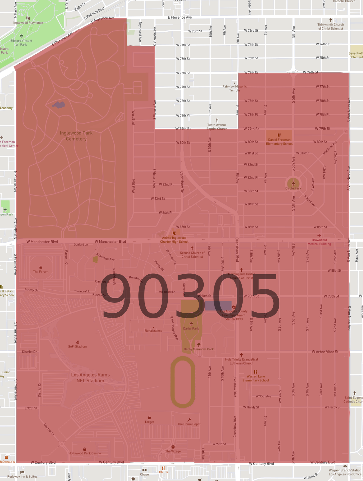 Zip Code 90305 - AtlasBig.com