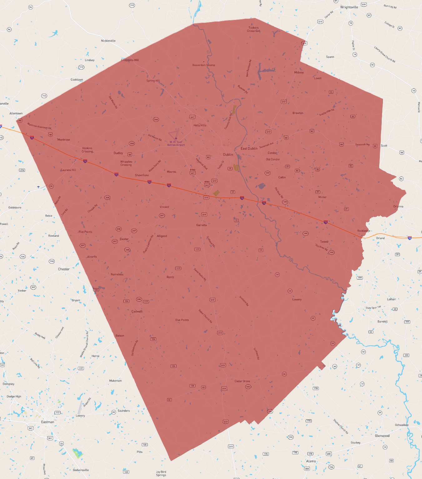 Laurens County Ga Map Georgia Laurens County - Atlasbig.com