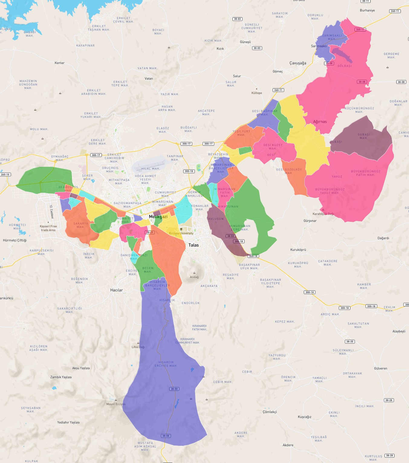 kayseri melikgazi nin mahalleleri atlasbig com