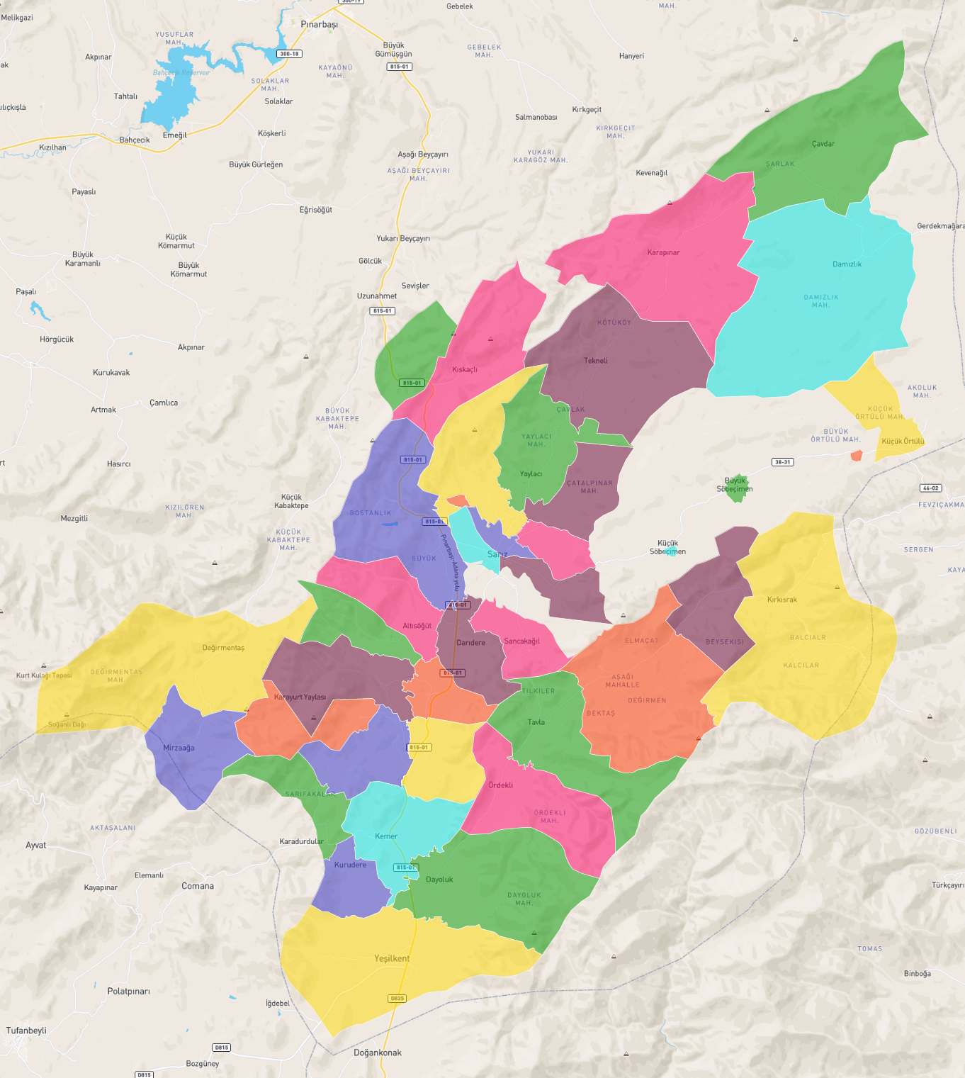 kayseri sariz in mahalleleri atlasbig com