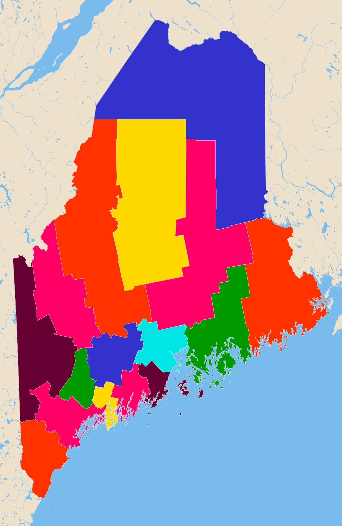 Map Of Maine Showing Counties And Towns - United States Map