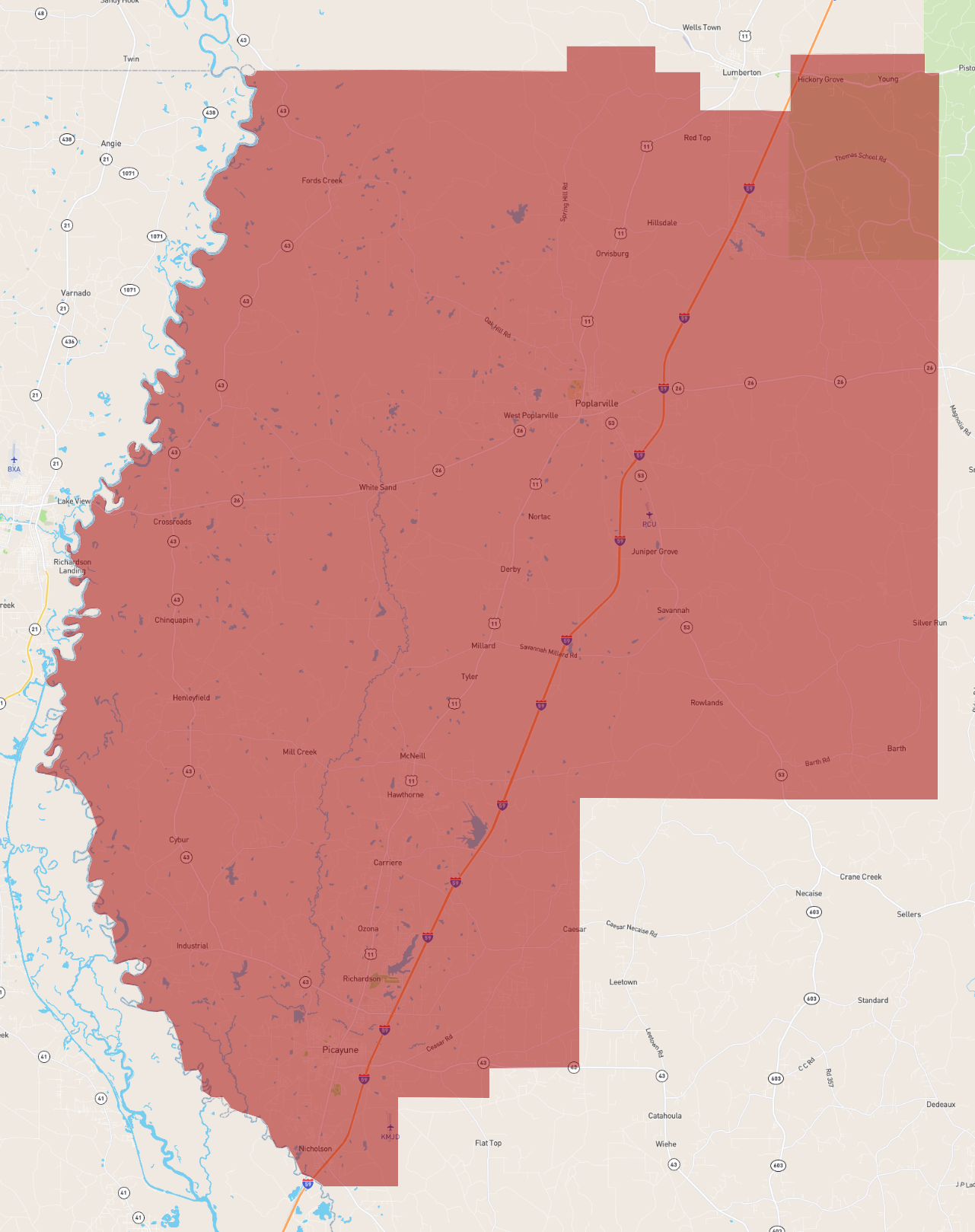 Pearl River County Map