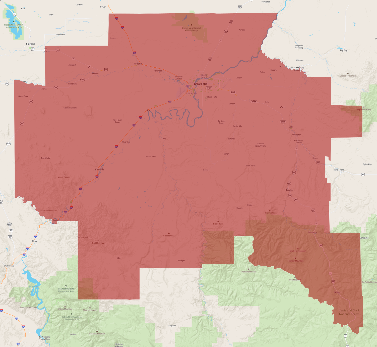 Montana Cascade County - AtlasBig.com
