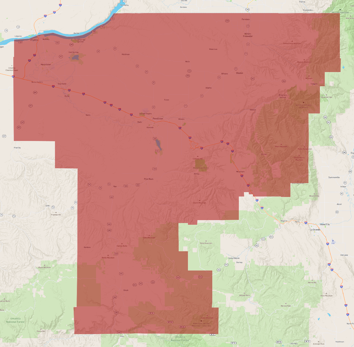 Oregon Umatilla County - AtlasBig.com