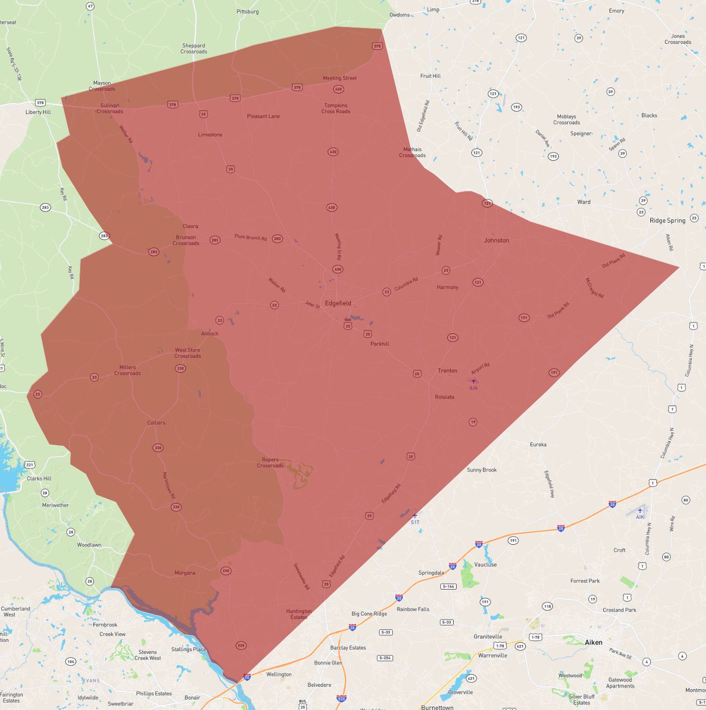 Edgefield County Sc Gis South Carolina Edgefield County - Atlasbig.com