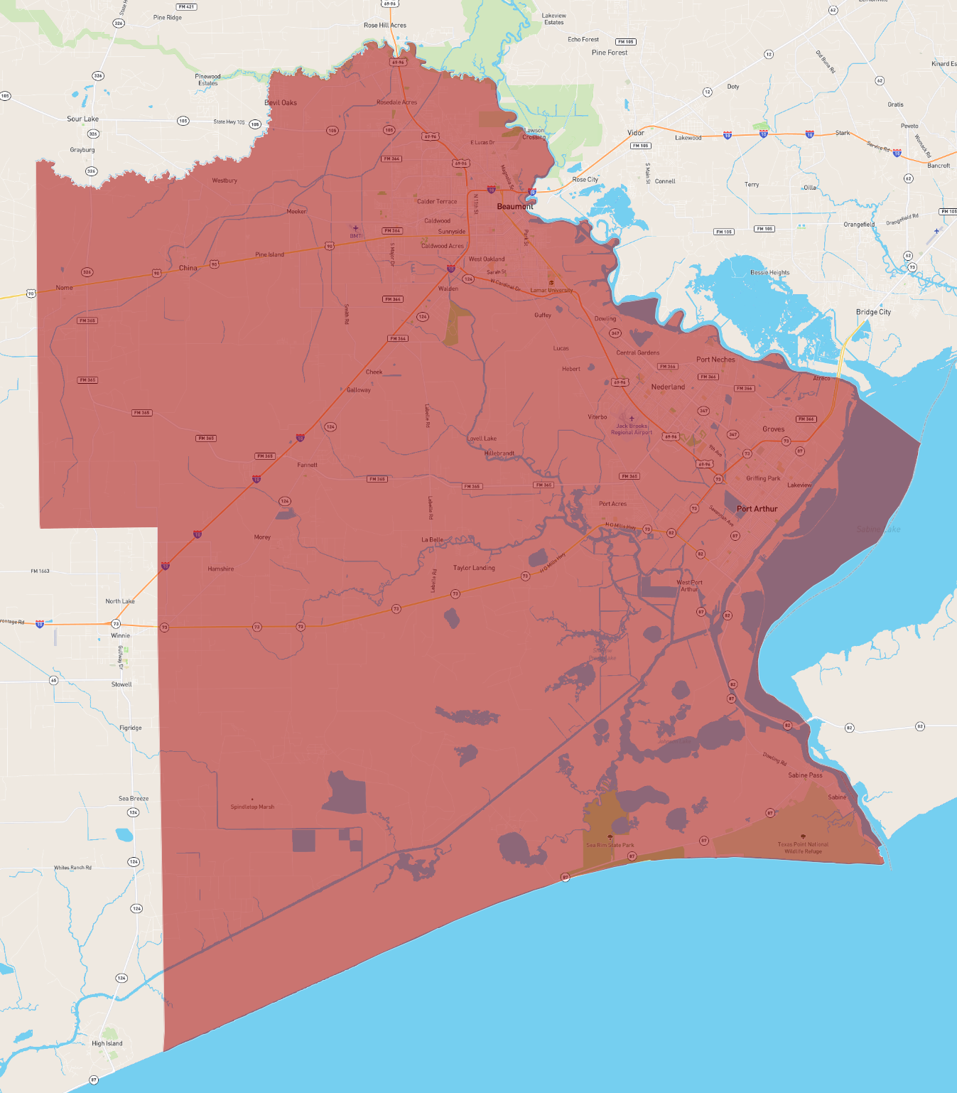 Texas Jefferson County - AtlasBig.com