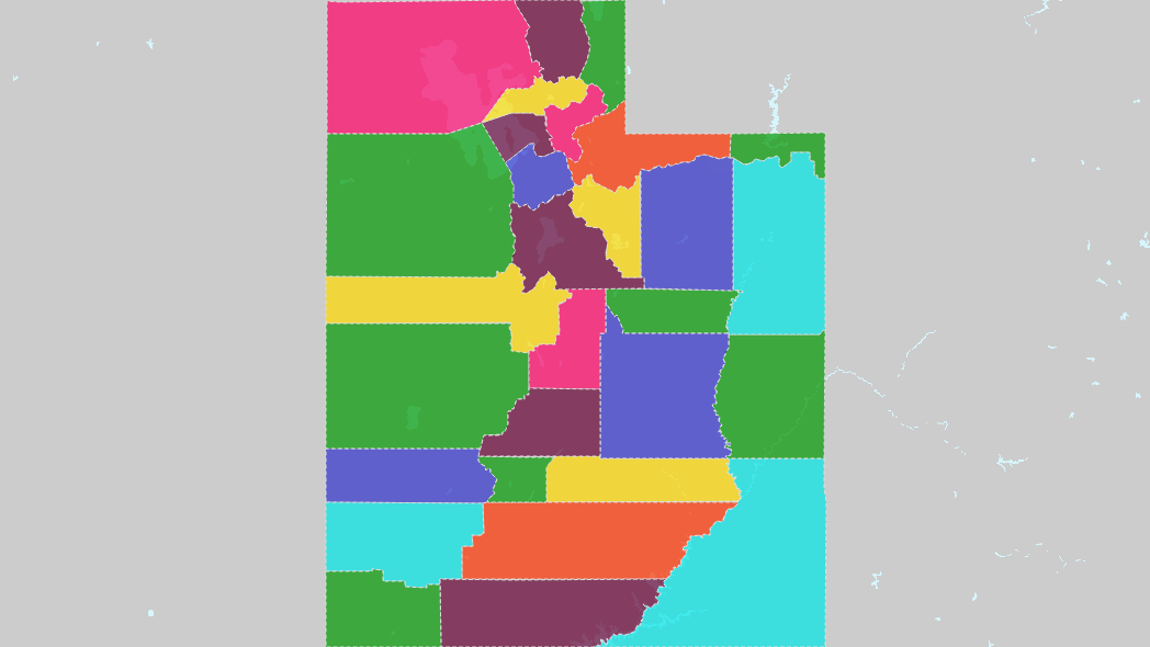 Counties Of Utah Interactive Colorful Map 7816