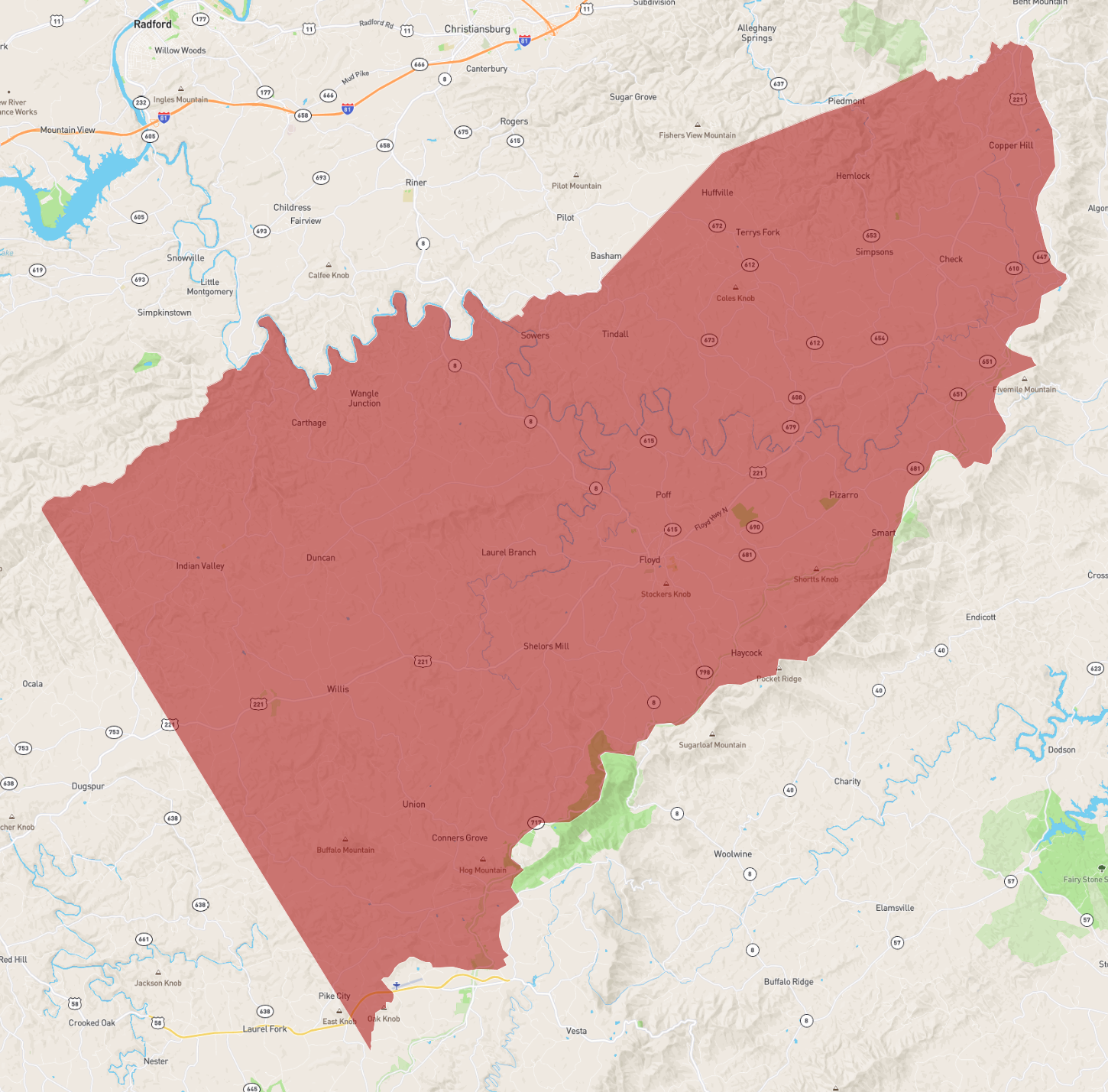 Floyd Virginia Map 5246