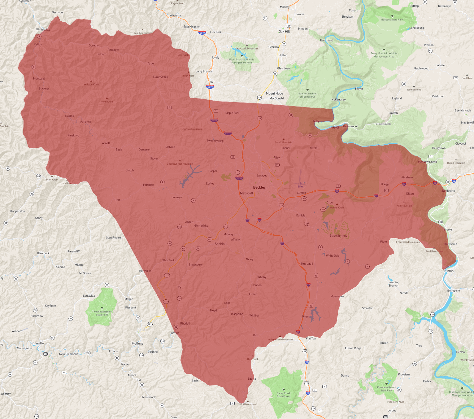 Raleigh County Wv Map West Virginia Raleigh County - Atlasbig.com