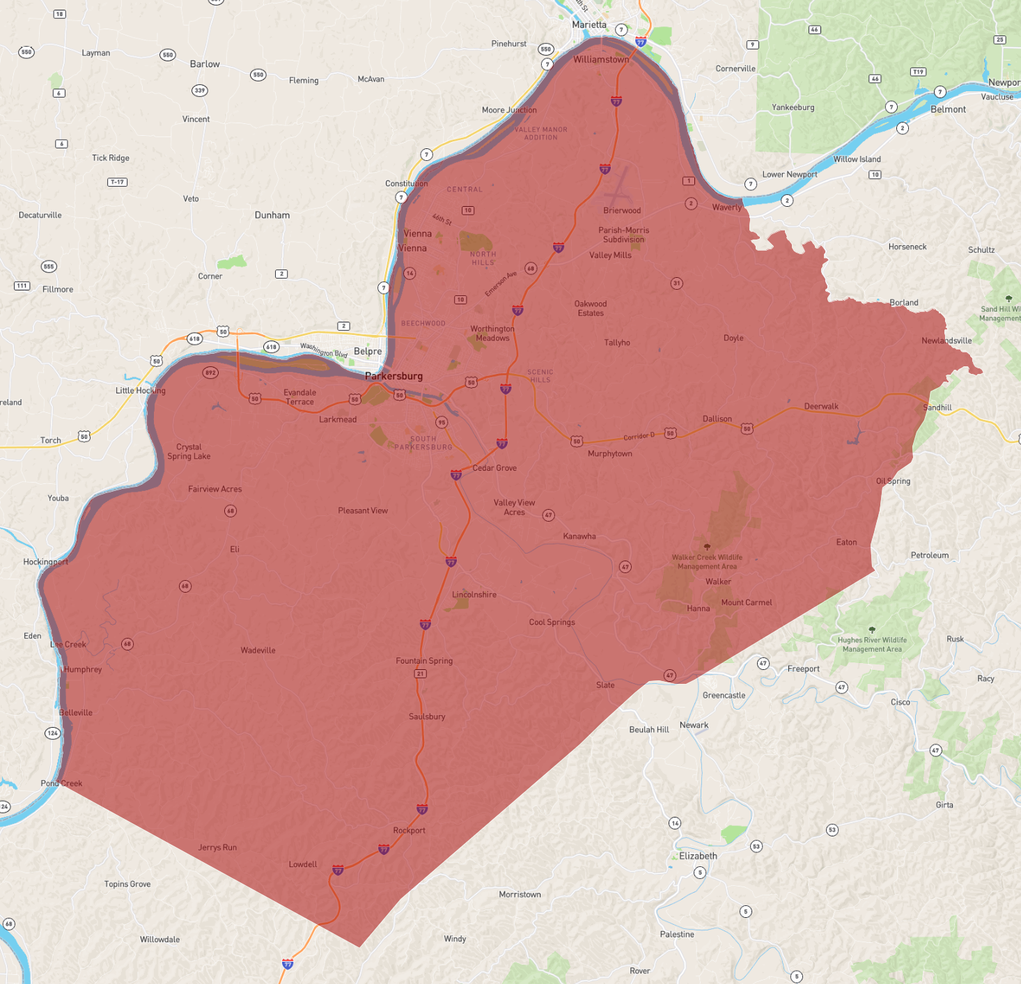 Wood County Wv Map West Virginia Wood County - Atlasbig.com