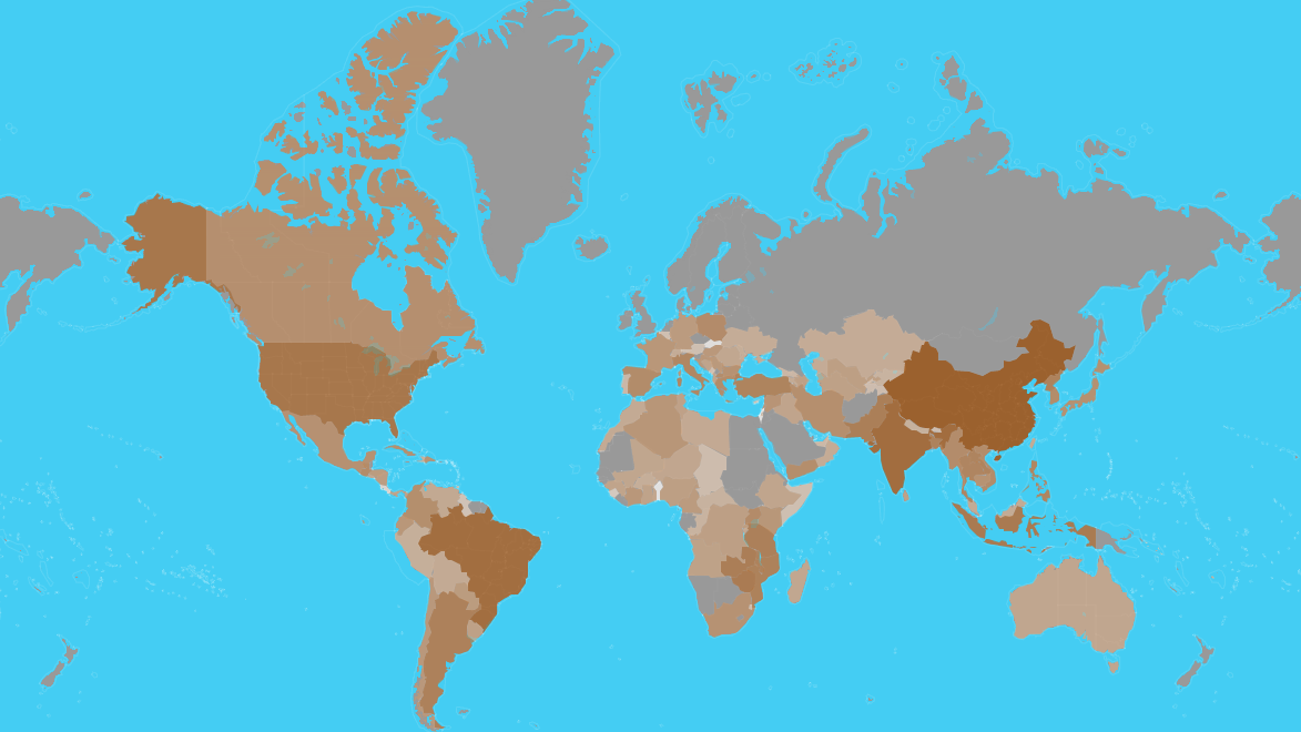 Map of Countries by Tobacco Production - AtlasBig.com